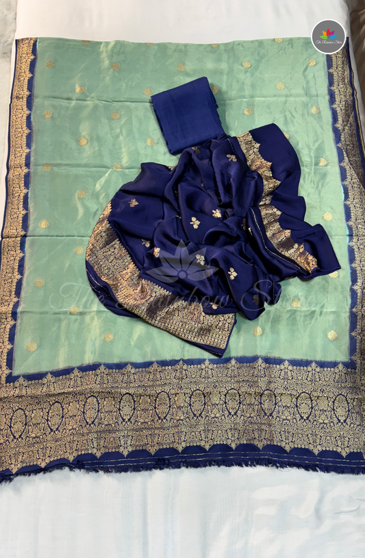 Pure Satin Mushru Silk1 (3 Piece Set ) - Sea Green