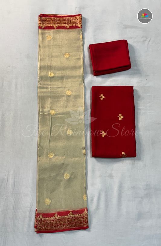 Pure Satin Mushru Silk (3 Piece Set ) - Cream