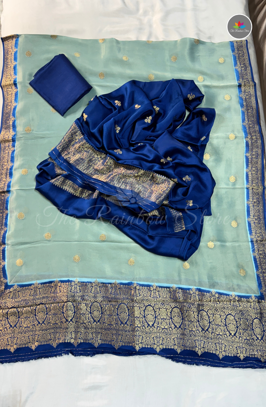 Pure Satin Mushru Silk (3 Piece Set ) - Pastel Green