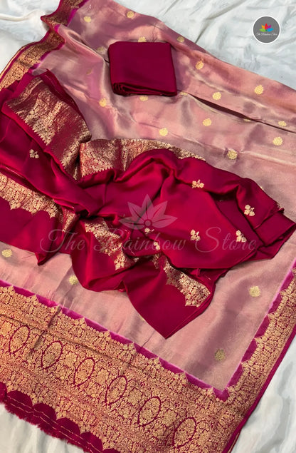 Pure Satin Mushru Silk (3 Piece Set ) - Dark  Pink