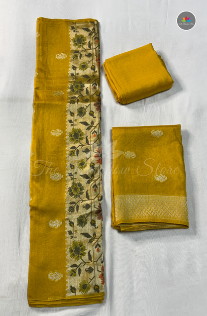 Pure Tusser Silk Salwar Material – Mustard Gold (Unstitched)