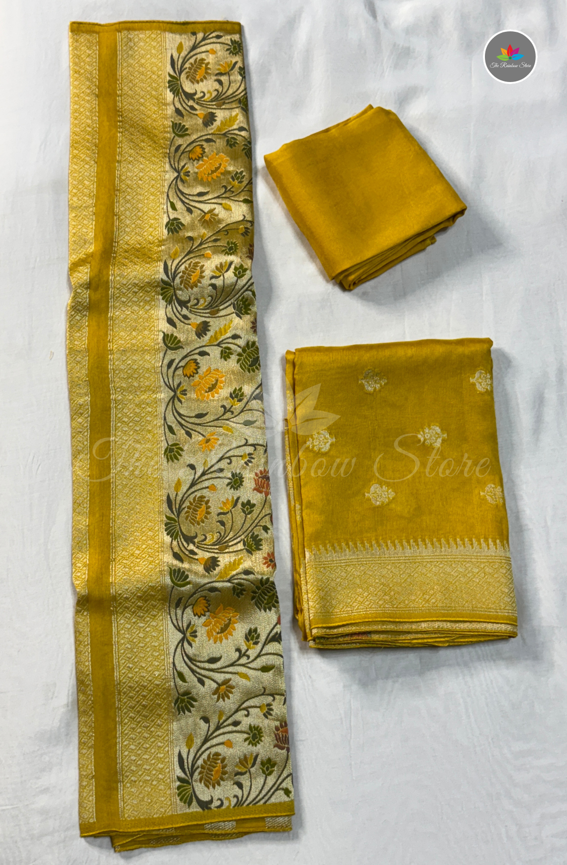 Pure Tusser Silk Salwar Material – Mustard Yellow (Unstiched)