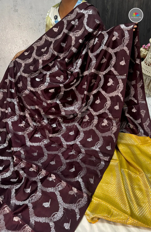 Pure Handloom Mango Silk Saree - Dark Maroon