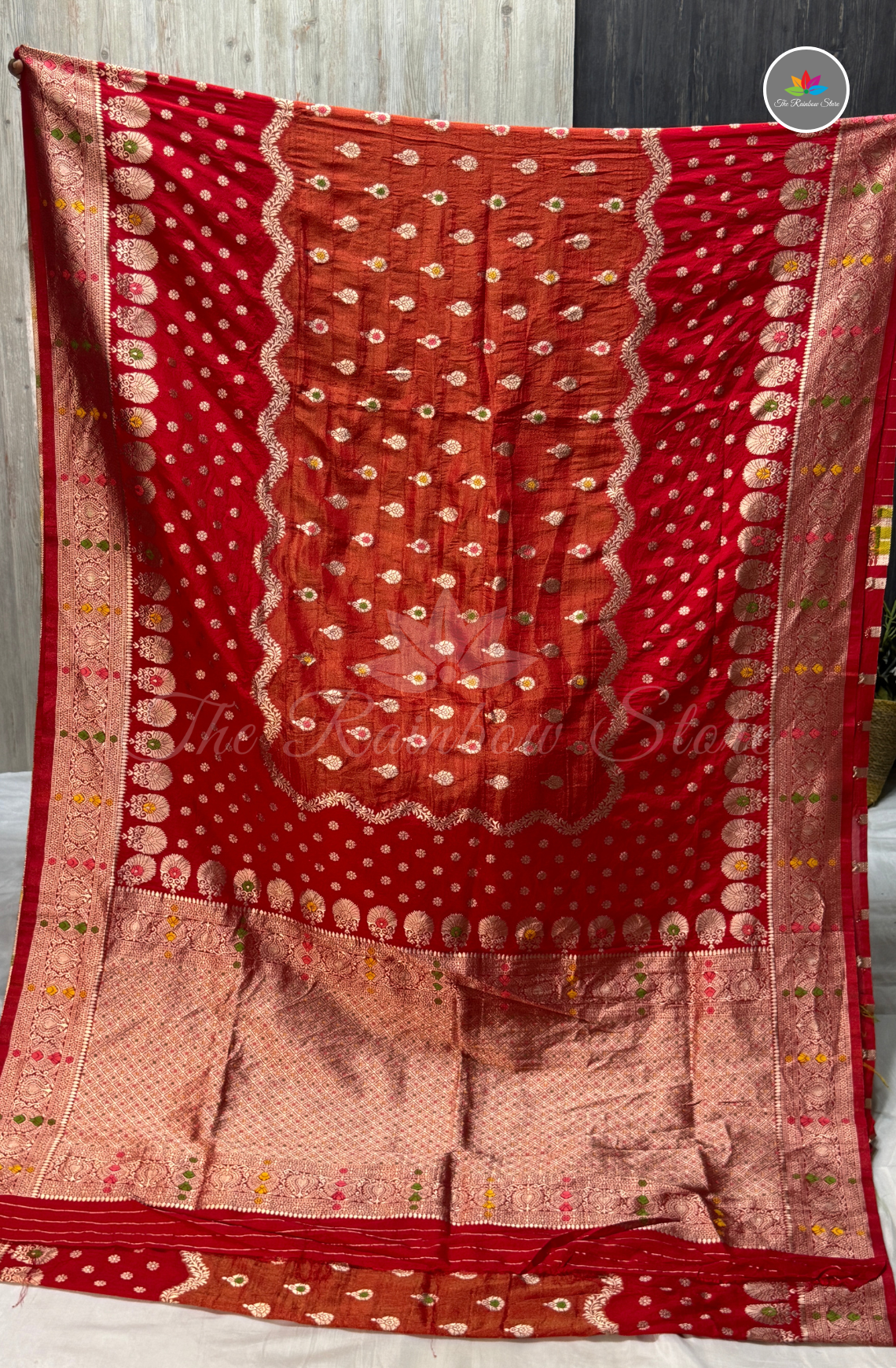 Mushru Silk Saree - Radiant Red