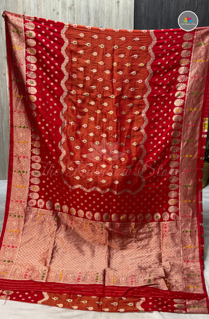 Mushru Silk Saree - Radiant Red
