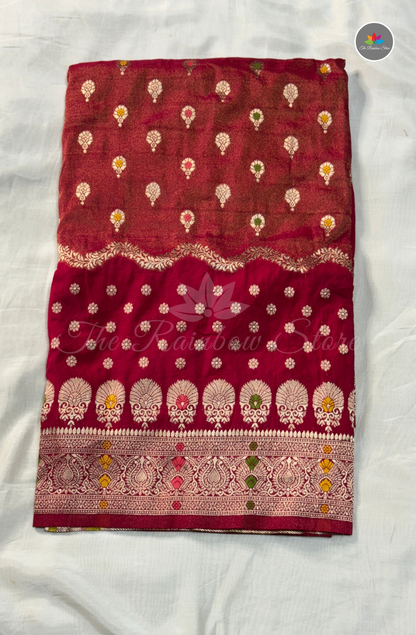 Mushru Silk Saree - Rani Pink