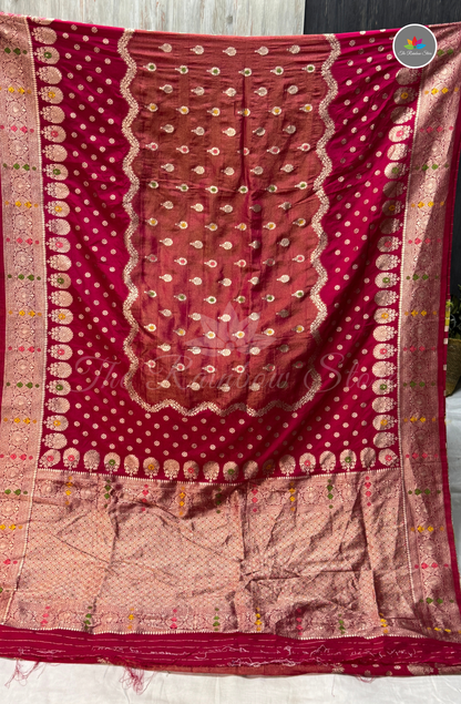 Mushru Silk Saree - Rani Pink