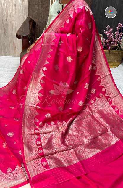 Manipur Kota Silk Saree - Rani Pink