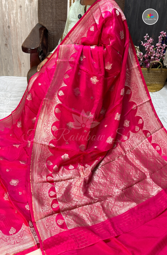 Manipur Kota Silk Saree - Rani Pink