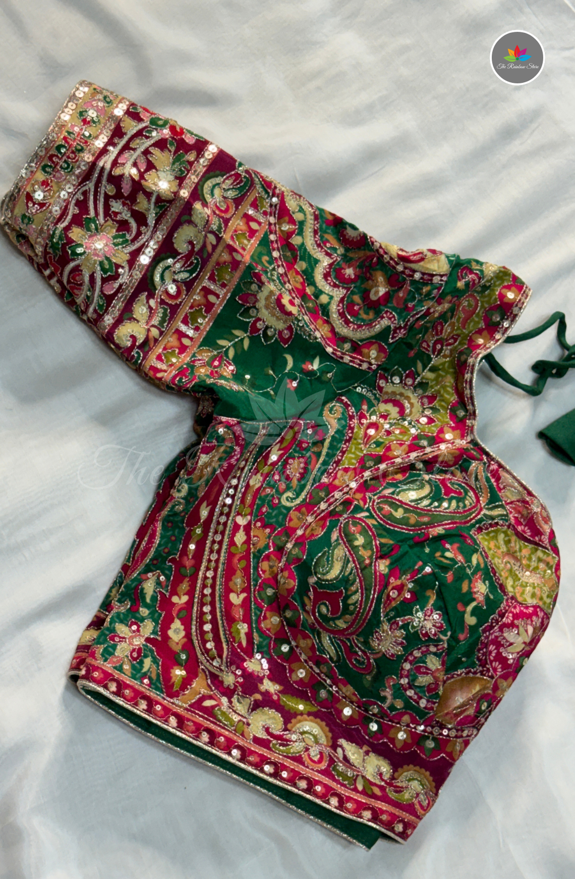 Premium Chinon Embroidery Saree - Rani Pink