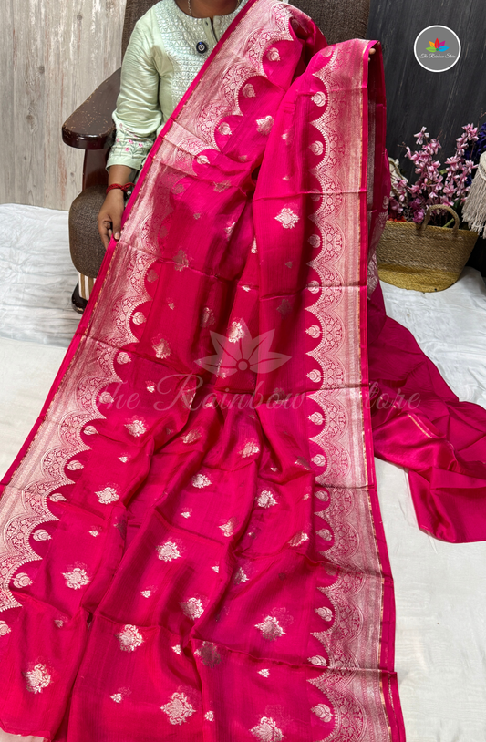 Manipur Kota Silk Saree - Rani Pink