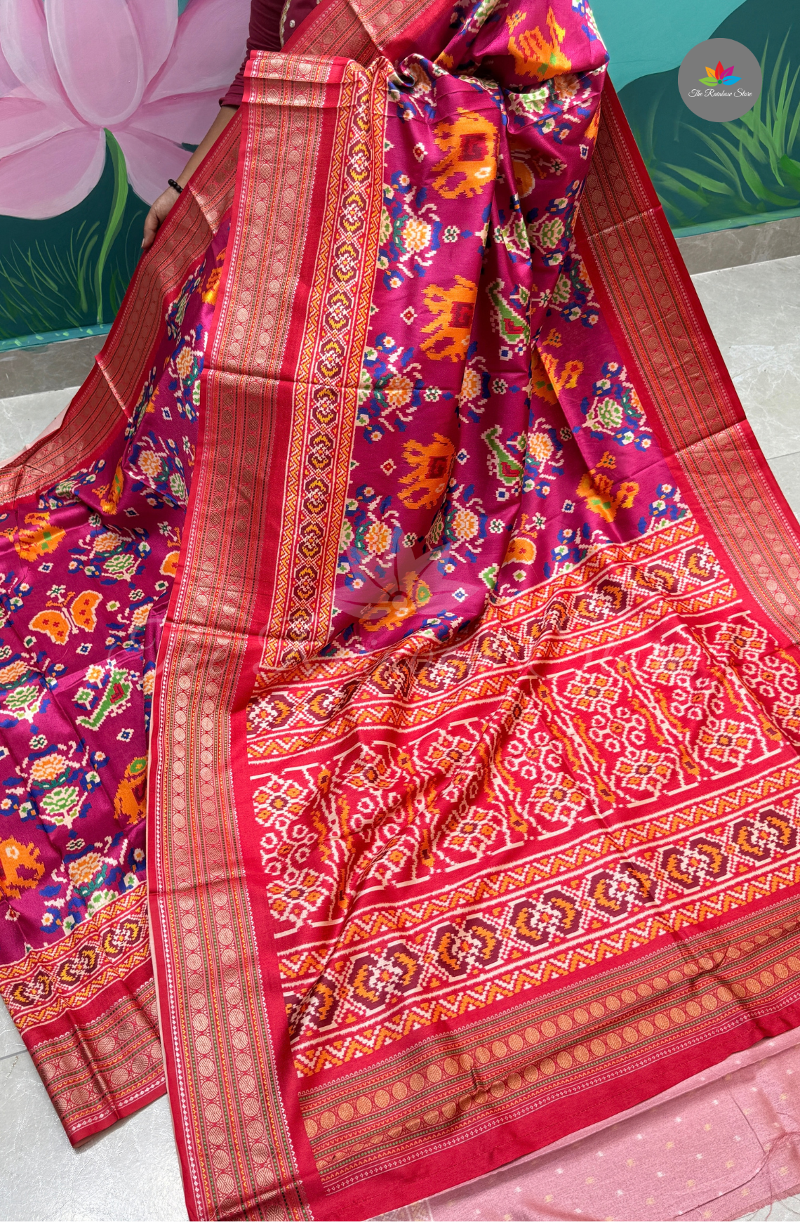Semi Patola Silk - Rani Pink