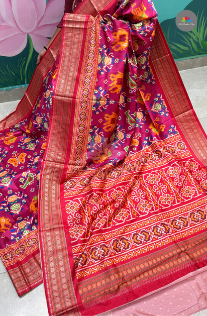 Semi Patola Silk - Rani Pink