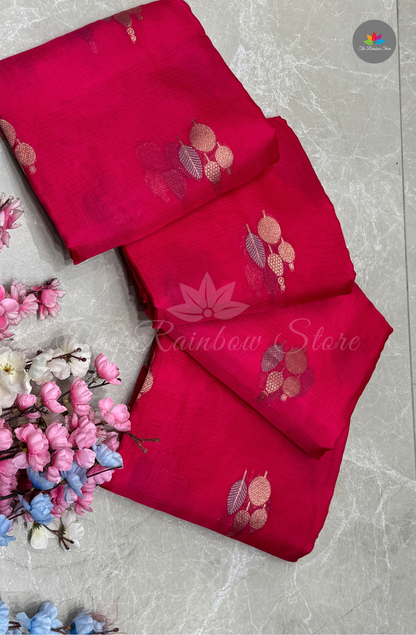 Manipur Kota Silk Saree - Rani Pink