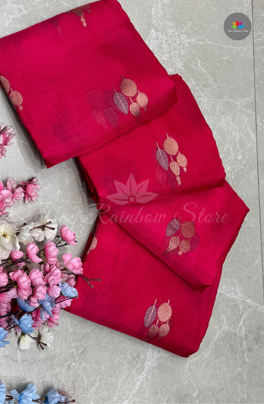 Manipur Kota Silk Saree - Rani Pink