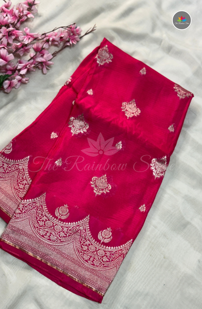 Manipur Kota Silk Saree - Rani Pink