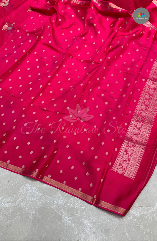 Manipur Kota Silk Saree - Rani Pink