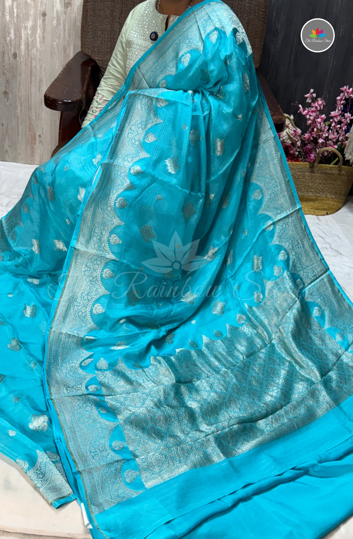Manipur Kota Silk Saree - Sky Blue