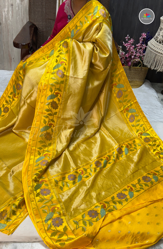 Brocade Tissue Saree - Rich Mustard Yellow