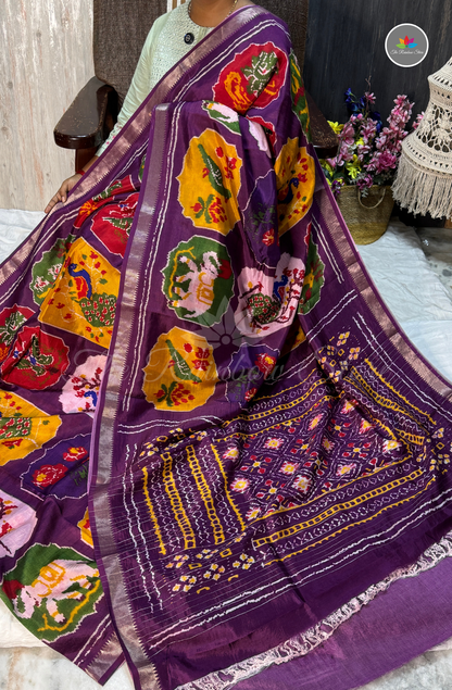 Mangalagiri Pattu Saree - Rich Royal Purple base with Mustard Yellow