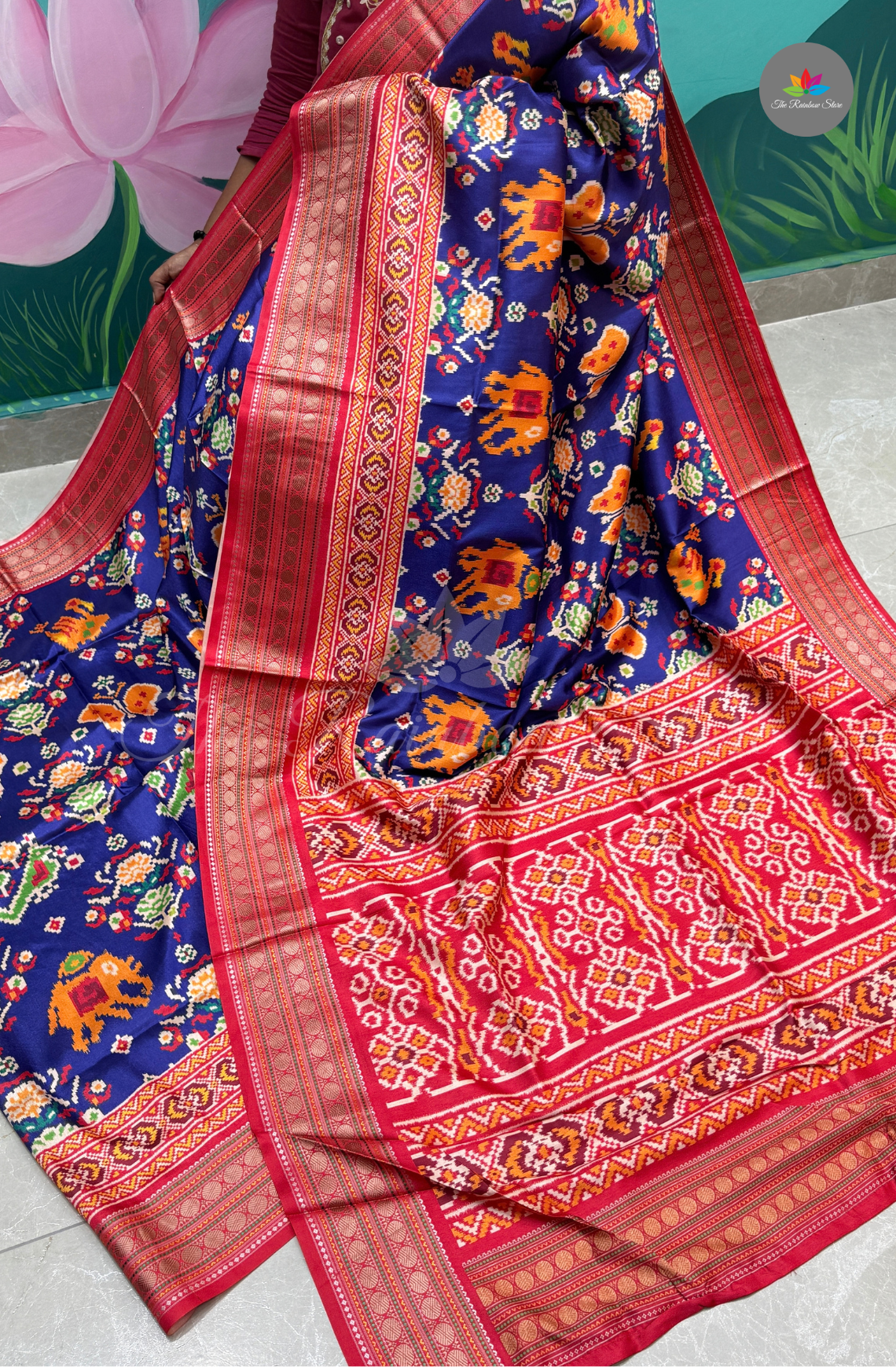 Semi Patola Silk - Royal Blue