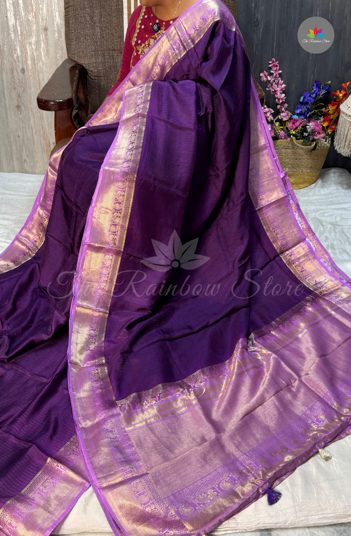 Crepe Silk  Saree - Royal Purple