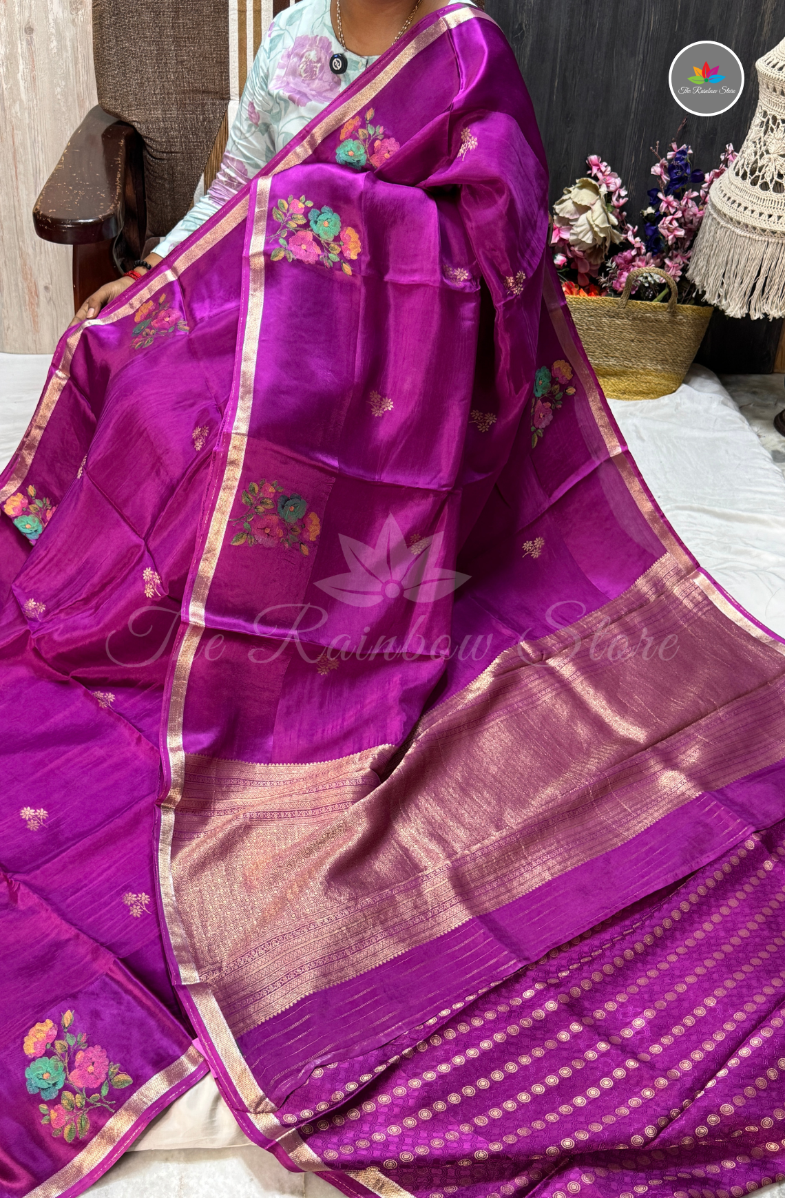 Organza Silk Saree - Royal Purple