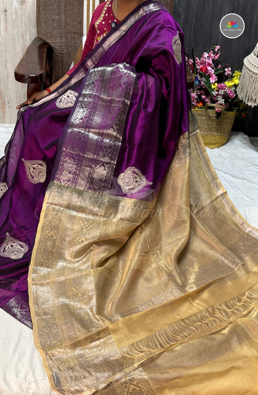 Mangalagiri Handloom Pattu Saree – Royal Purple