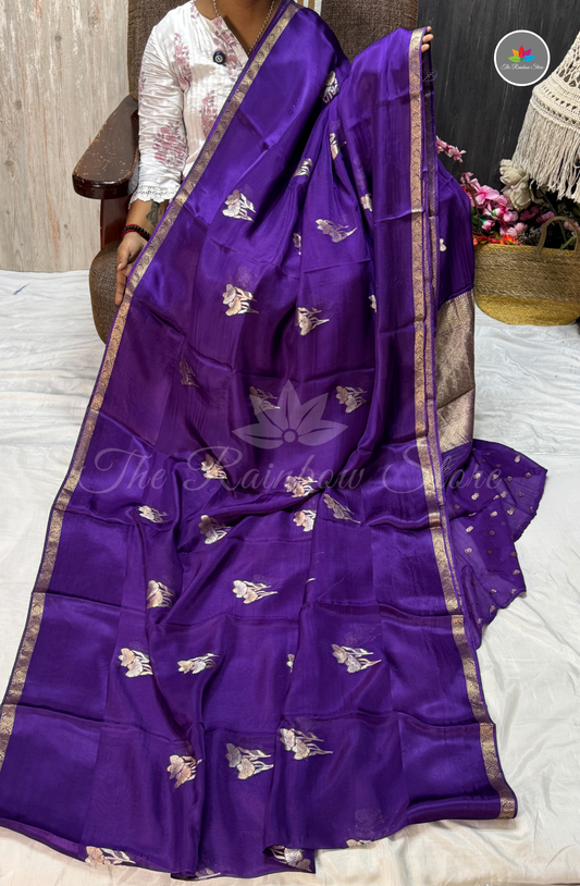 Organza Silk Saree - Royal Purple