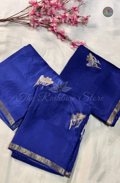 Organza Silk Saree - Royal Blue