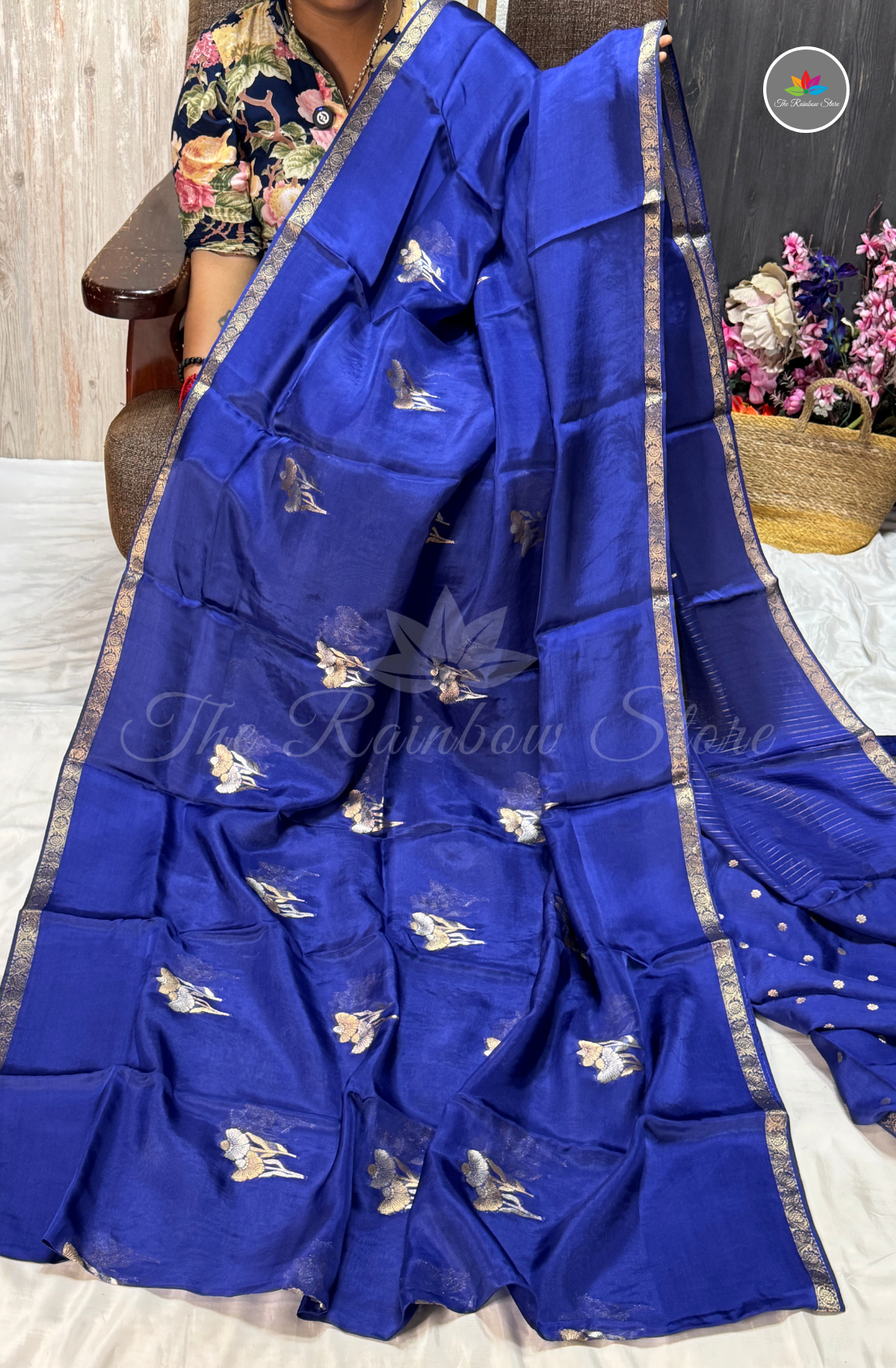 Organza Silk Saree - Royal Blue