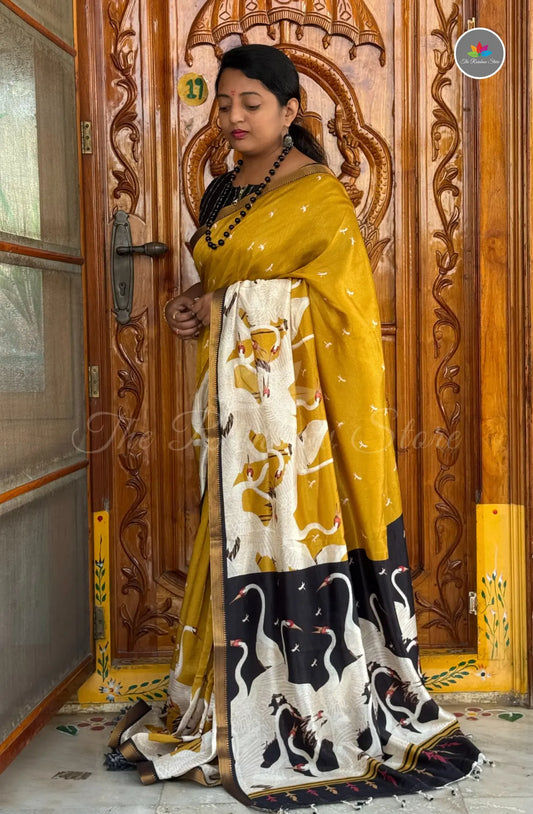 Elegant Ruby Silk Saree - Mustard