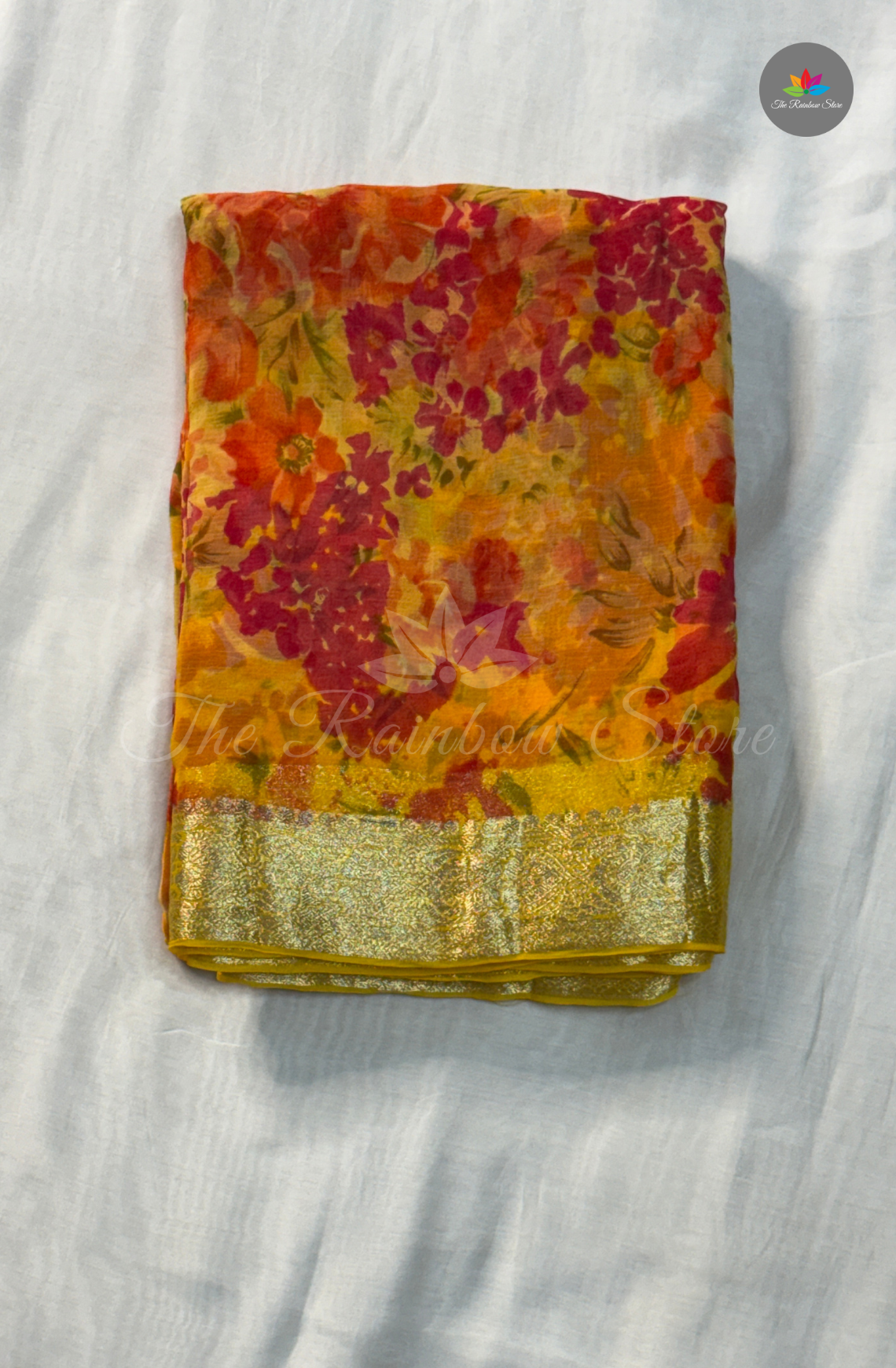 Pure Chiffon Saree- Rust Orange