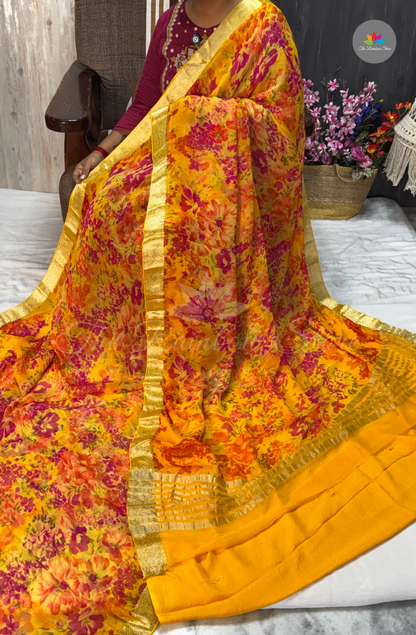 Pure Chiffon Saree- Rust Orange