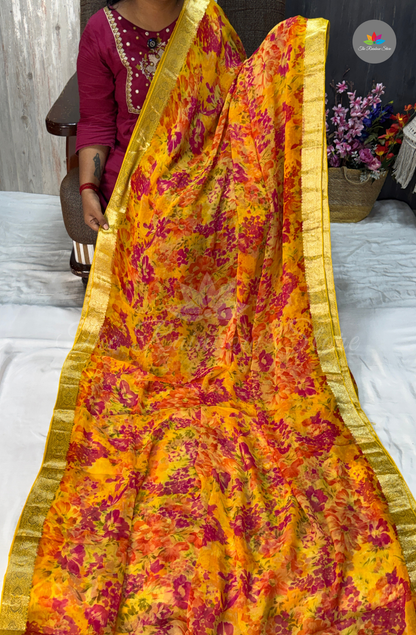 Pure Chiffon Saree- Rust Orange