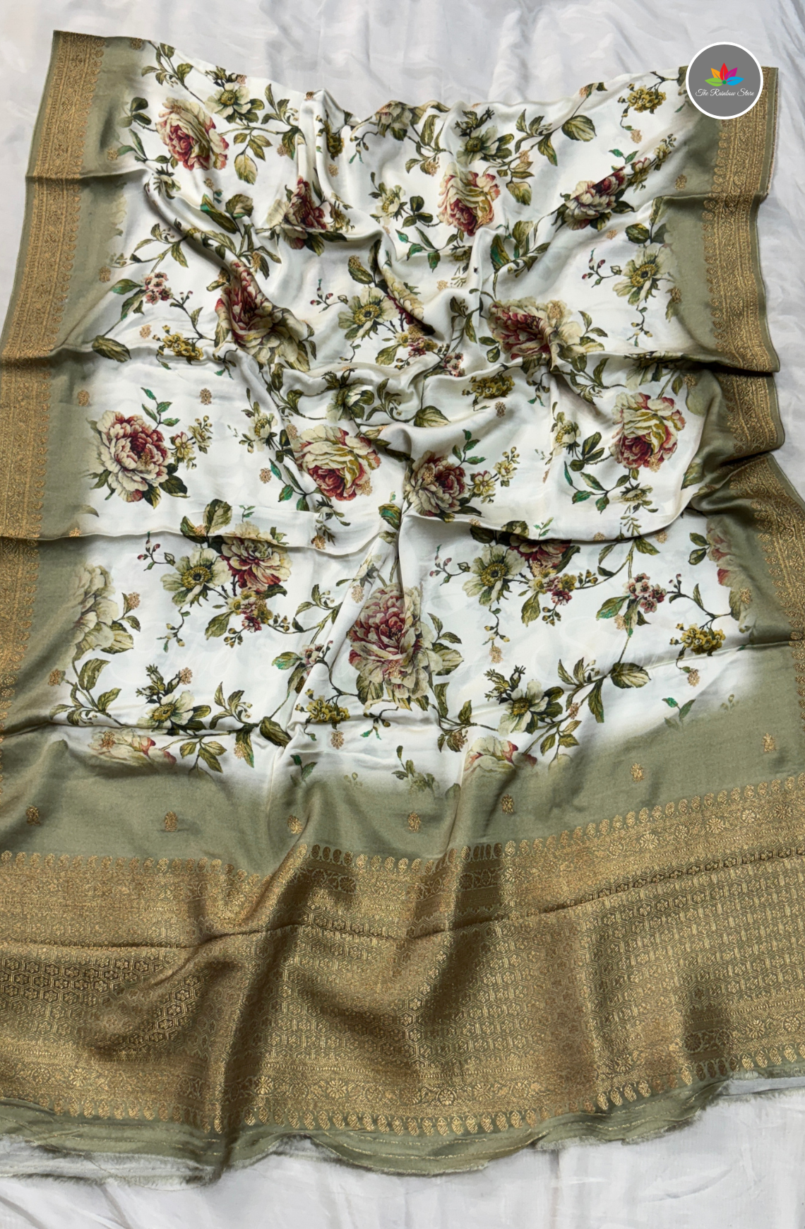 Pure Satin Mushru 3-Piece Salwar Set - Sage Green