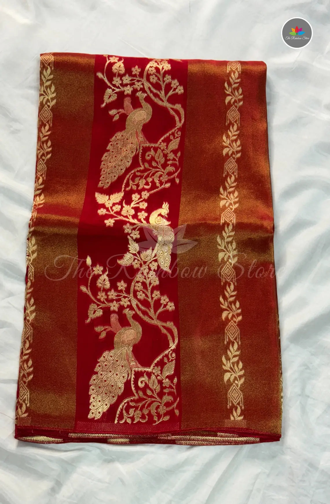 Premium Satin Tissue Saree - Red