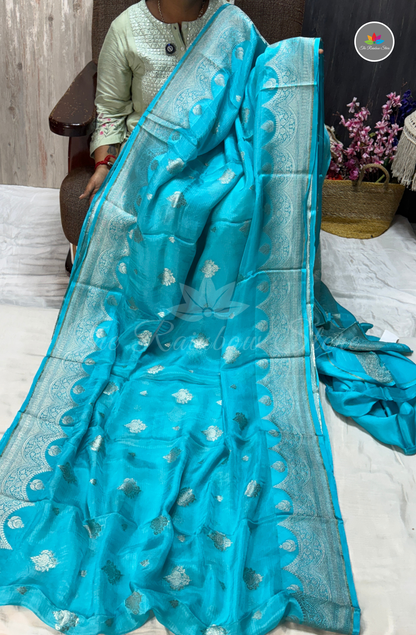 Manipur Kota Silk Saree - Sky Blue