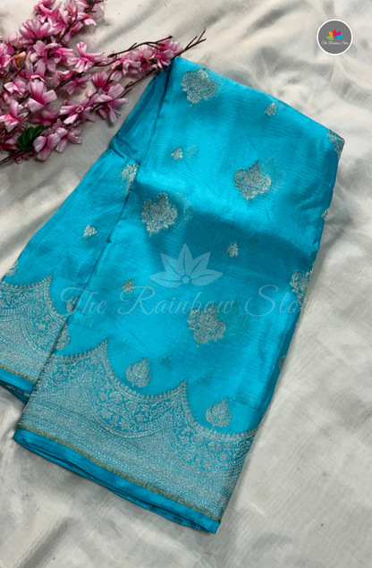 Manipur Kota Silk Saree - Sky Blue