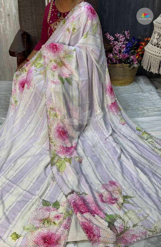 Chiffon Saree- Soft Lavender