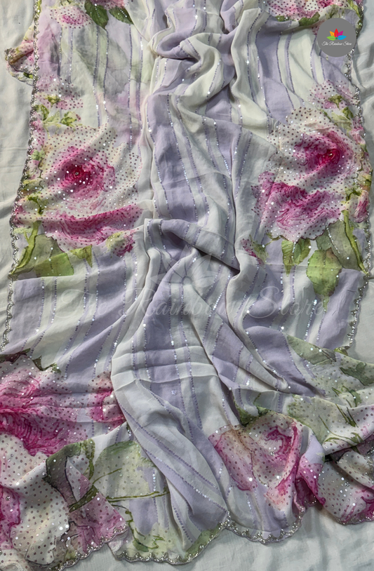 Chiffon Saree- Soft Lavender