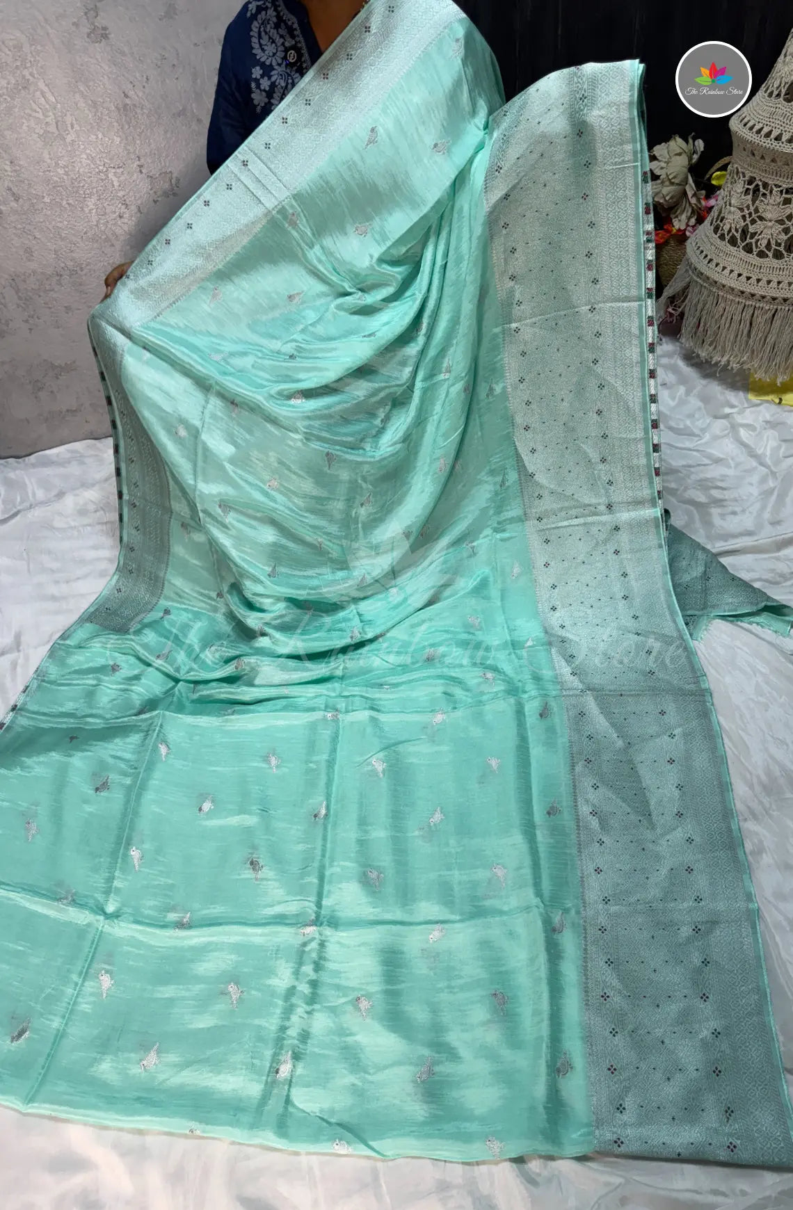 Premium Tussar Georgette Saree - Sky Blue