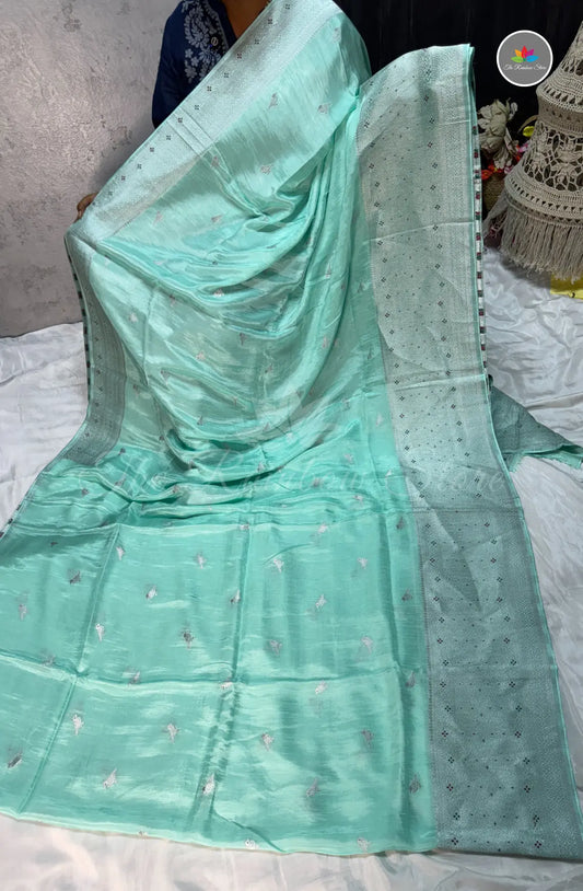 Premium Tussar Georgette Saree - Sky Blue