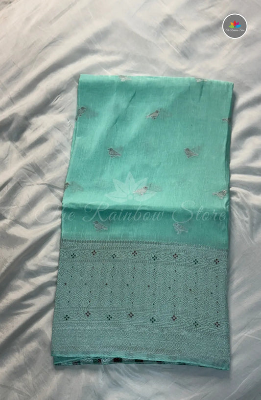 Premium Tussar Georgette Saree - Sky Blue