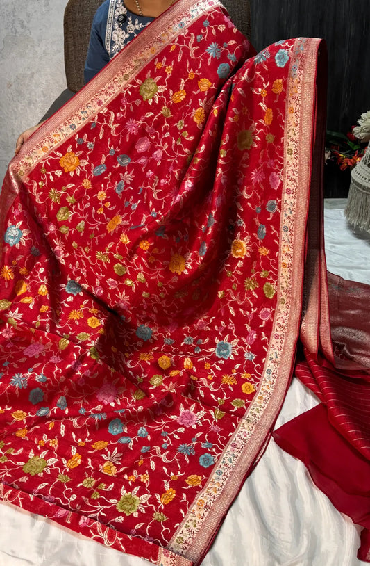Elegant Georgette Tussar Saree - Red
