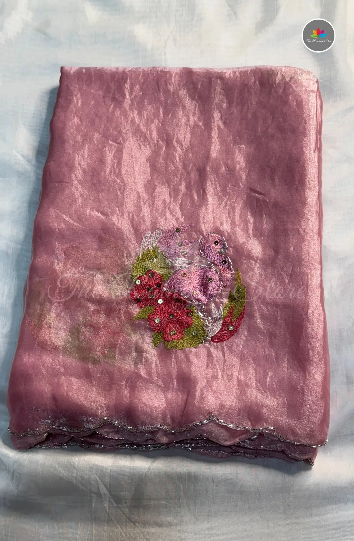 Velvet Georgette Saree with Soft & Lighten - Pink