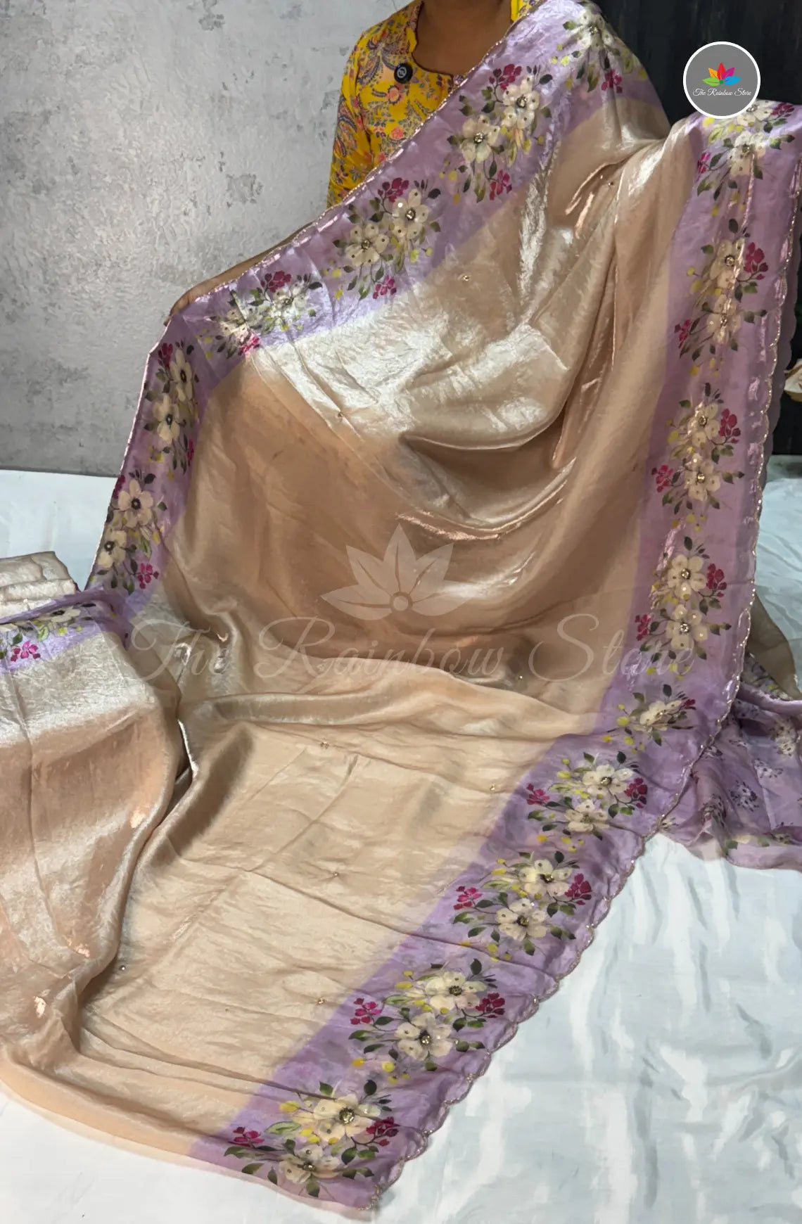 Velvet Georgette Silk Saree - Lavender