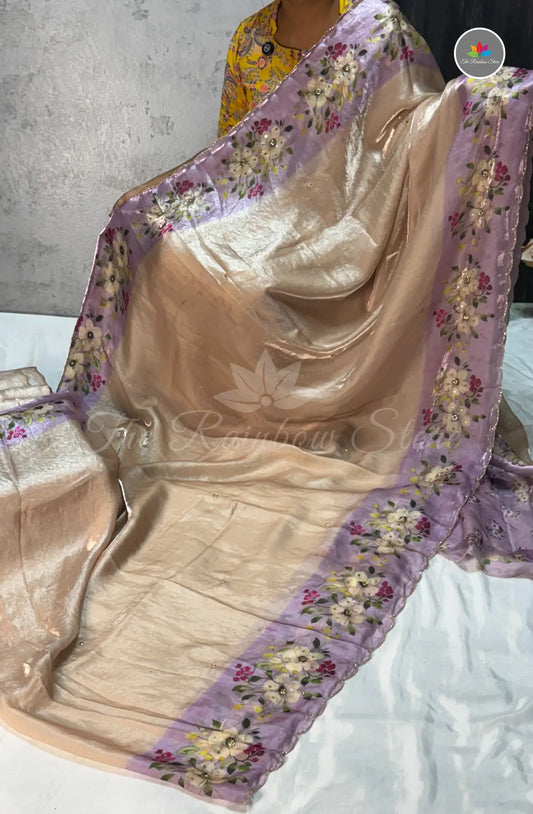 Velvet Georgette Silk Saree - Lavender