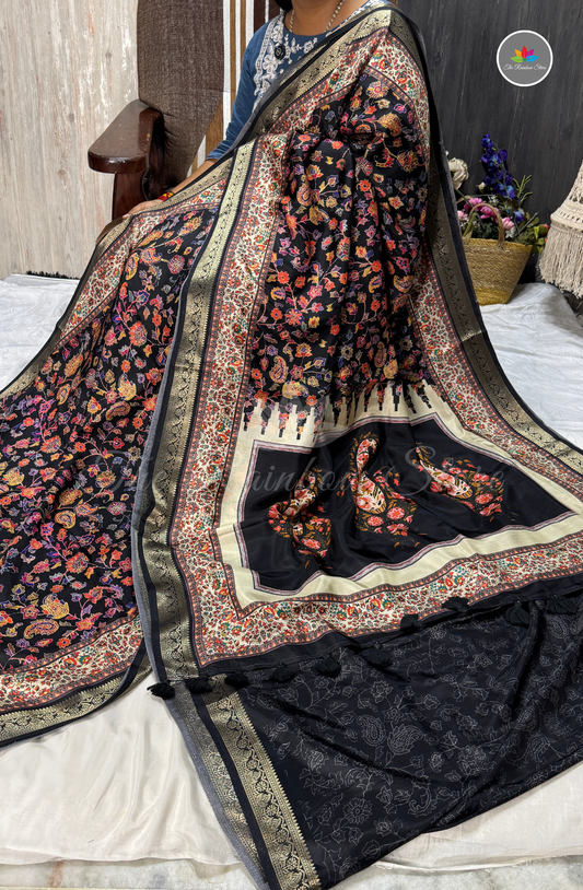 Vintage Crepe Saree - Black