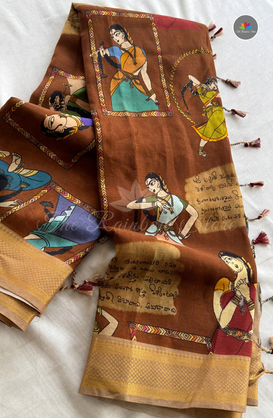 Vintage Handloom Pattu Silk - Brown